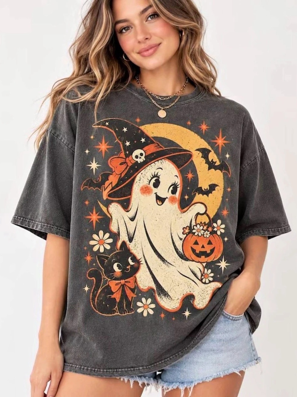 Comfort Colors Funny Halloween Ghost Graphic T-Shirt